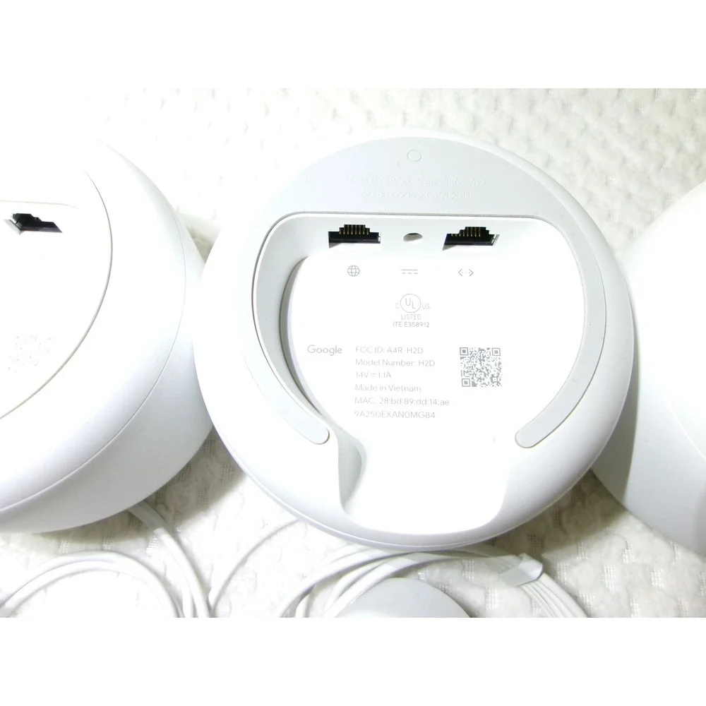 Google Nest Wifi AC2200 Mesh Router 3 Pack White Model H2D with Power Adapters